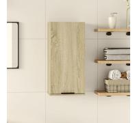 Hoopleep Armoire de rangement murale pour salle de bain, finition chêne Sonoma, bois d'ingénierie durable, 32 x 20 x 67 cm, économie d'espace, nettoyage facile, pour salles de bains compactes