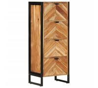 Hoopleep Armoire de salle de bain, 40 x 30 x 100 cm, en bois massif d'acacia et fer, sur pied, moderne, pour lavabo