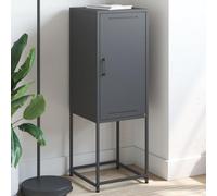 Hoopleep Armoire haute anthracite 36 x 39 x 107 cm, armoire en acier robuste avec 2 compartiments, support industriel pour chambre à coucher, salon, meuble de rangement polyvalent