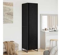 Hoopleep Armoire industrielle à 2 portes, aspect chêne noir, 50 x 50 x 200 cm, kit de matériaux en bois robuste pour rangement de chambre à coucher, design moderne