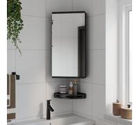Hoopleep Armoire médicale d'angle noir avec miroir, rangement mural pour salle de bain, bois d'ingénierie durable, 30 x 24 x 60 cm, organisateur d'économie d'espace pour petites salles de bain