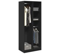 Hoopleep Armoire noire 80 x 50 x 200 cm en matériau dérivé du bois, garde-robe moderne pour chambre à coucher, armoire stable, avec compartiments et portes
