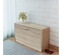 Hoopleep Banc à chaussures, en chêne, 80 x 24 x 45 cm, avec espace de rangement pour 5 à 6 paires de chaussures, organisateur robuste pour entrée, matériau à base de bois