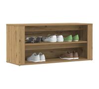 Hoopleep Banc à chaussures, en chêne artisanal, 100 x 35 x 45 cm, matériau du bois, étagère robuste pour entrée, rangement pratique des chaussures, organisateur