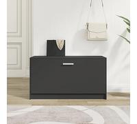 Hoopleep Banc à chaussures, noir, 80 x 24 x 45 cm, en bois, armoire à chaussures robuste pour entrée, organisateur pratique pour 5 à 6 paires de chaussures, étroit, étagère de rangement durable