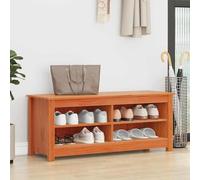Hoopleep Banc avec espace de rangement, en pin ciré, 110 x 38 x 45,5 cm, étagère à chaussures, étagère pour entrée, organiseur