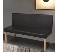 Hoopleep Banc de 139,5 cm en cuir synthétique marron foncé - Banc en bois de pin robuste avec mousse épaisse - Banc rembourré confortable pour chambre à coucher et salon