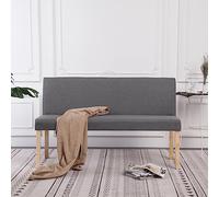 Hoopleep Banc de 139,5 cm en polyester gris clair, cadre en bois massif, rembourrage confortable, idéal pour chambre à coucher, salon et entrée, ottoman polyvalent