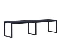 Hoopleep Banc de jardin 180 cm, plateau PS noir, cadre en fer, résistant aux intempéries, siège d'extérieur robuste pour jardin, terrasse et balcon