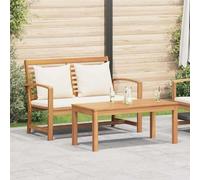 Hoopleep Banc de jardin en teck massif avec coussin, 2 pièces, marron et crème, 110 x 66 x 76 cm, résistant aux intempéries, pour terrasse, extérieur