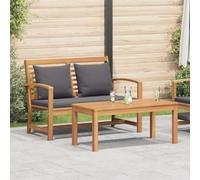 Hoopleep Banc de jardin en teck massif - Marron et gris foncé - 110 x 66 x 76 cm - Résistant aux intempéries - Pour terrasse extérieure - Siège durable - Design robuste