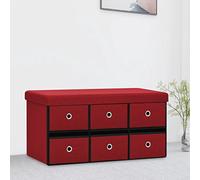 Hoopleep Banc pliable avec espace de rangement - Bordeaux - 76 x 38 x 38 cm - Aspect lin - Banc de rangement confortable pour salon, chambre à coucher et couloir - Polyvalent