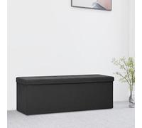 Hoopleep Banc pliable avec espace de rangement, noir, aspect lin, 110 x 38 x 38 cm, coussin d'assise confortable pour l'entrée et l'organiseur de chambre à coucher