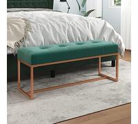 Hoopleep Banc vert foncé, 110 x 36 x 45 cm, en velours doux, polyvalent, ottoman pour chambre à coucher et salon, rembourrage confortable pour plus de confort d'assise