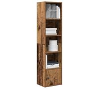 Hoopleep Bibliothèque aspect bois vieilli 31 x 24 x 127 cm - En matériau dérivé du bois - Rangement haut et étroit pour bureau, salon, chambre à coucher