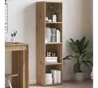 Hoopleep Bibliothèque en chêne artisanal, 36 x 30 x 143 cm, à 4 étages, haute, étroite, pour chambre à coucher, bureau, salon