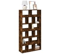 Hoopleep Bibliothèque en chêne fumé, 100 x 33 x 187,5 cm, en matériau dérivé du bois, 15 compartiments, étagère polyvalente pour salon, bureau, chambre à coucher, rangement haut