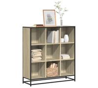 Hoopleep Bibliothèque en chêne Sonoma 97,5 x 33 x 107,5 cm, 9 compartiments, haute, stable, pour salon, chambre à coucher, bureau, rangement polyvalent