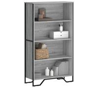 Hoopleep Bibliothèque grise Sonoma 80 x 31 x 137,5 cm, étagère haute, avec 4 compartiments en bois dérivé du bois, étagère moderne pour bureau, salon, chambre à coucher, pieds métalliques stables