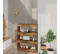 Hoopleep Bibliothèque séparateur de pièce, 80 x 30 x 103 cm, en matériau dérivé du bois fumé, haut, pour salon, bureau, étroit, rangement polyvalent