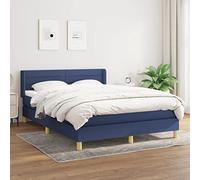 Hoopleep Blue Box Lit à ressorts avec matelas, 140 x 190 cm, rembourrage en tissu, tête réglable, matelas à ressort de poche et surmatelas pour un soutien optimal du dos, taille Queen Size Sleeping