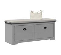 Hoopleep BODO Banc de couloir en bois de pin massif avec 2 tiroirs Gris 114 x 40 x 45 cm