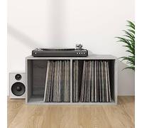 Hoopleep Boîte de rangement pour disques vinyles Gris Sonoma 71 x 34 x 36 cm - Rangement en vinyle robuste en matériau dérivé du bois - Étagère polyvalente pour LPs, livres et organisateurs dans la