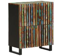 Hoopleep Buffet 60 x 34 x 75 cm - Bois massif d'acacia aspect bois recyclé - Style industriel - Armoire avec 4 portes - Espace de rangement robuste pour salon, chambre à coucher et cuisine