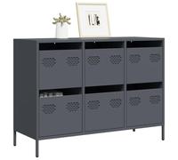 Hoopleep Buffet anthracite 101,5 x 39 x 73,5 cm, en acier laminé à froid, avec 6 tiroirs, organiseur robuste pour chambre à coucher, salon et bureau, meuble de rangement pratique