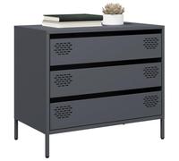 Hoopleep Buffet anthracite 68 x 39 x 58,5 cm, en acier laminé à froid, avec 3 tiroirs spacieux, organisateur polyvalent pour chambre et salon