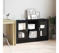 Hoopleep Buffet aspect chêne noir, 120 x 30,5 x 70 cm, meuble de salon, salle à manger, armoire robuste avec portes, organisateur de rangement polyvalent