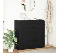 Hoopleep Buffet avec tiroirs - Aspect chêne noir - 100,5 x 35 x 98,5 cm - Commode en bois pour salon, chambre à coucher - Organiseur polyvalent avec portes et étagères