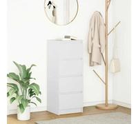 Hoopleep Buffet Blanc en Bois d'ingénierie 37,5x35x99 cm avec 4 tiroirs, Rangement Cuisine et Salle à Manger, Meuble Console Robuste pour Bar café, vitrine et Garde-Manger Rustique Haut