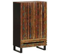 Hoopleep Buffet haut 60 x 34 x 100 cm en bois d'acacia massif, étagère robuste pour chambre à coucher et salon, rangement durable de style industriel