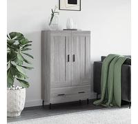 Hoopleep Buffet haut gris Sonoma - 69,5 x 31 x 115 cm - En matériau dérivé du bois - Commode multifonction avec beaucoup d'espace de rangement - Idéal pour chambre à coucher, salon, bureau