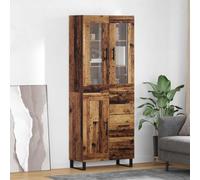 Hoopleep Buffet haut moderne avec 3 tiroirs, 2 pièces, aspect bois vieilli, 69,5 x 34 x 180 cm, pour salon, salle à manger et cuisine, grand espace de rangement