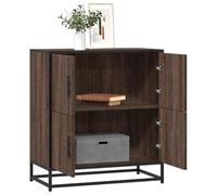 Hoopleep Buffet marron aspect chêne 68 x 35 x 76 cm, matériau à base de bois avec structure en métal, espace de rangement pour chambre à coucher, couloir, bureau, meuble durable