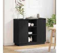 Hoopleep Buffet moderne en chêne noir avec éclairage LED, 90 x 32 x 75 cm, commode à 2 portes et étagère, pour salle à manger, salon, chambre à coucher, espace de rangement polyvalent