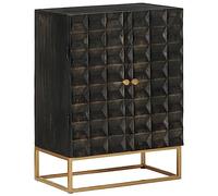 Hoopleep Buffet noir 55 x 34 x 75 cm, bois massif de manguier et fer, armoire industrielle avec espace de rangement, commode pour salon, organisateur
