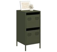 Hoopleep Buffet vert olive 35 x 39 x 73,5 cm - En acier laminé à froid - Commode avec 2 tiroirs - Organiseur de chambre à coucher