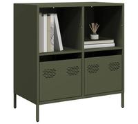 Hoopleep Buffet vert olive - 68 x 39 x 73,5 cm - En acier laminé à froid - Avec 2 tiroirs - Espace de rangement polyvalent pour chambre à coucher et salon - Meuble durable