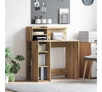 Hoopleep Bureau artisanal en chêne 90 x 48 x 101,5 cm, moderne, avec 4 étagères, durable, idéal pour la maison, le travail, l'apprentissage, rangement polyvalent