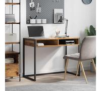 Hoopleep Bureau aspect bois vieilli 100 x 50 x 75 cm, design industriel, stable et durable, pour la maison, le bureau, le salon, le bureau