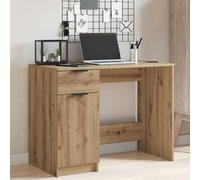 Hoopleep Bureau d'ordinateur en chêne artisanal 100 x 50 x 75 cm avec tiroir moderne pour salon et chambre à coucher