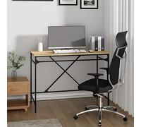 Hoopleep Bureau en chêne Sonoma 110 x 50 x 75 cm, matériau à base de bois et fer, design industriel, surface de travail spacieuse, pour bureau et maison