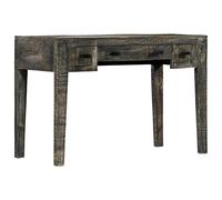 Hoopleep Bureau noir 110 x 50 x 75 cm, bois massif manguier, avec 3 tiroirs, poli et laqué, pour bureau et maison