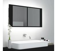 Hoopleep Cabinet miroir LED de salle de bain, 90 x 12 x 45 cm, en bois composite, éclairage RVB, rangement mural pour toilettes, design esthétique moderne, solution d'économie d'espace