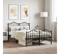 Hoopleep Cadre de lit à plateforme en métal noir, taille queen, 120 x 200 cm, avec tête et pied, support de lattes en acier solide, espace de rangement sous le lit, pas de boîte à ressort nécessaire