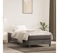 Hoopleep Cadre de lit à ressort gris foncé, en velours, 80 x 200 cm, lattes en bois robuste, pieds de support durables, design élégant pour un sommeil amélioré, base de plate-forme taille queen size
