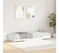 Hoopleep Cadre de lit blanc moderne avec tête, 70 x 190 cm, matériau en bois, lit plate-forme durable, tiroirs de rangement, lattes robustes pour matelas simple, design à profil bas